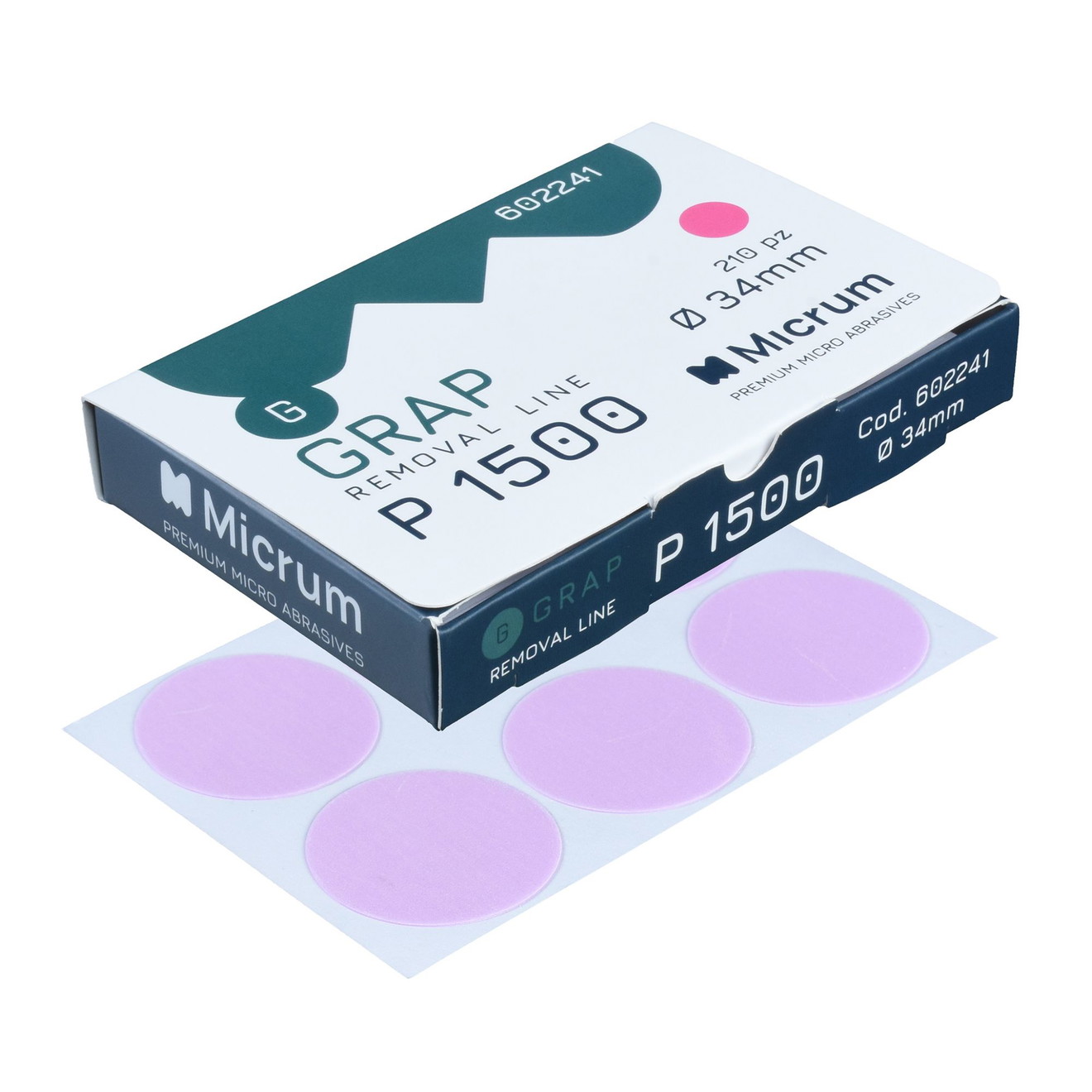 MICRUM Grap Sanding Discs Dry P1500 Ø 34mm 210 Pieces