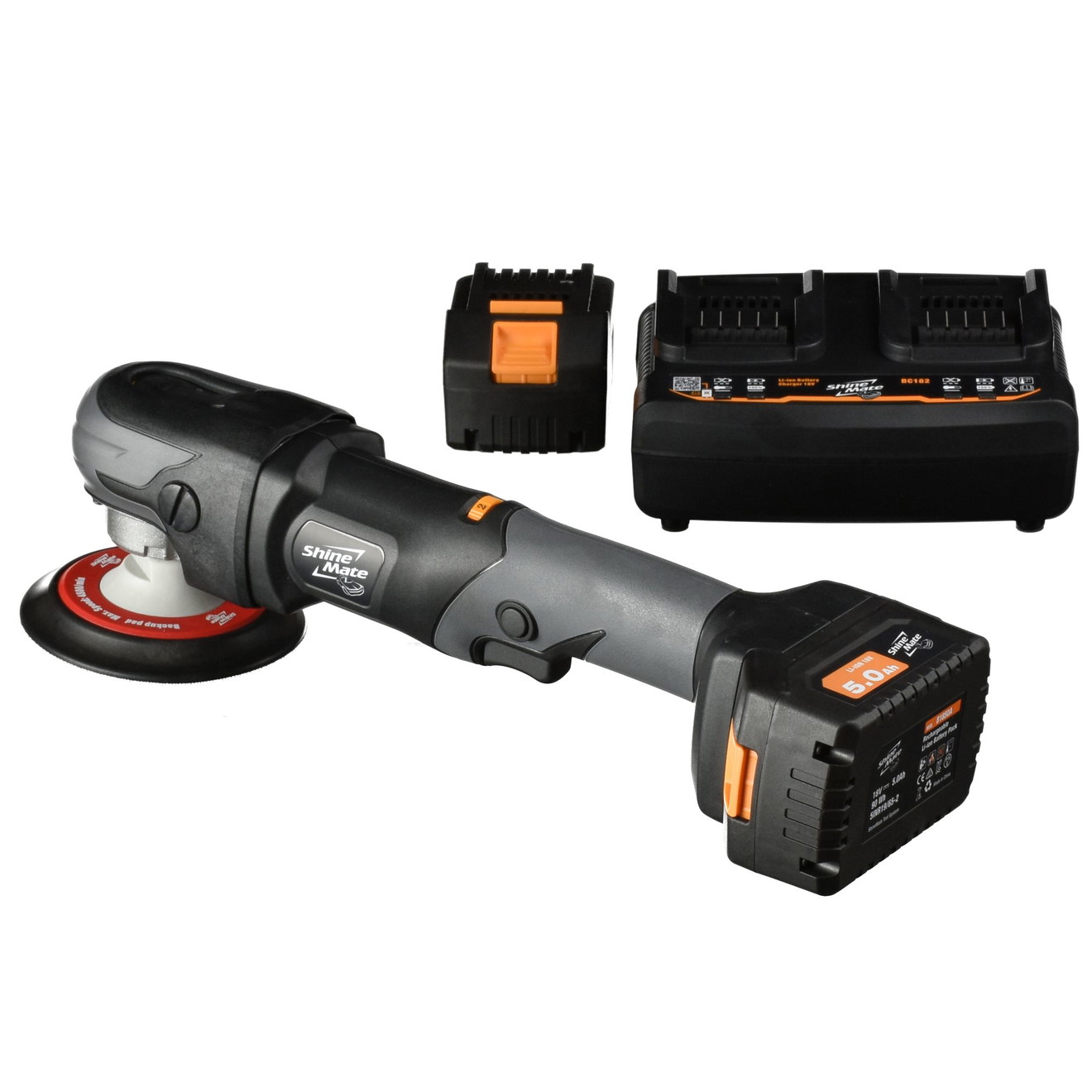 ShineMate Poliermaschine Akku-Rotation 125mm EB251 5 Charger Set
