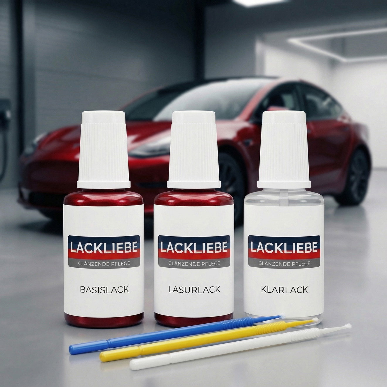 Zestaw lakierników do Tesla Model S - PR01 Ultra Red - 3 butelki
