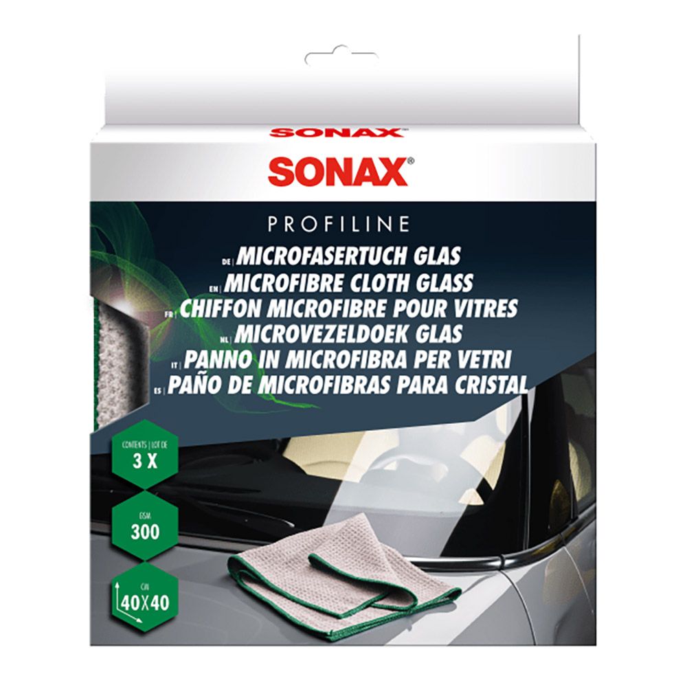 SONAX Микрофибърна кърпа за стъкло, комплект от 3