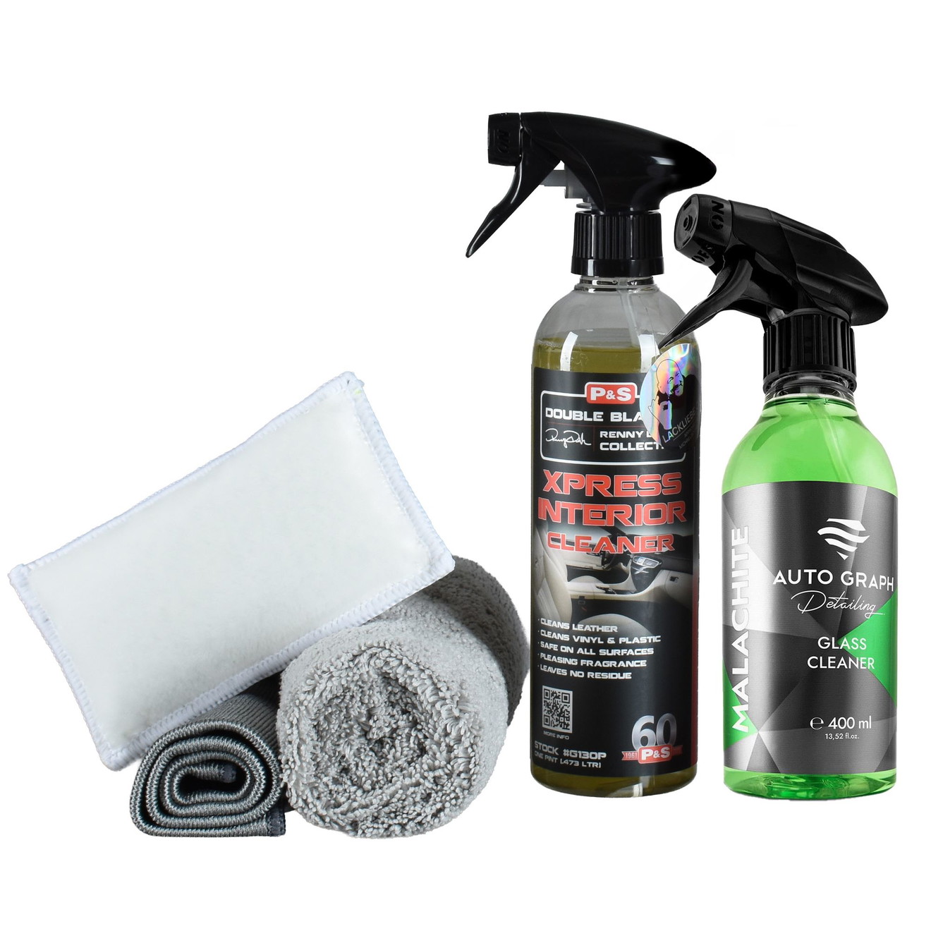 Lackliebe Pflege Innenraum Set mit Innenreiniger, Glasreiniger, Reinigungspad & Tüchern