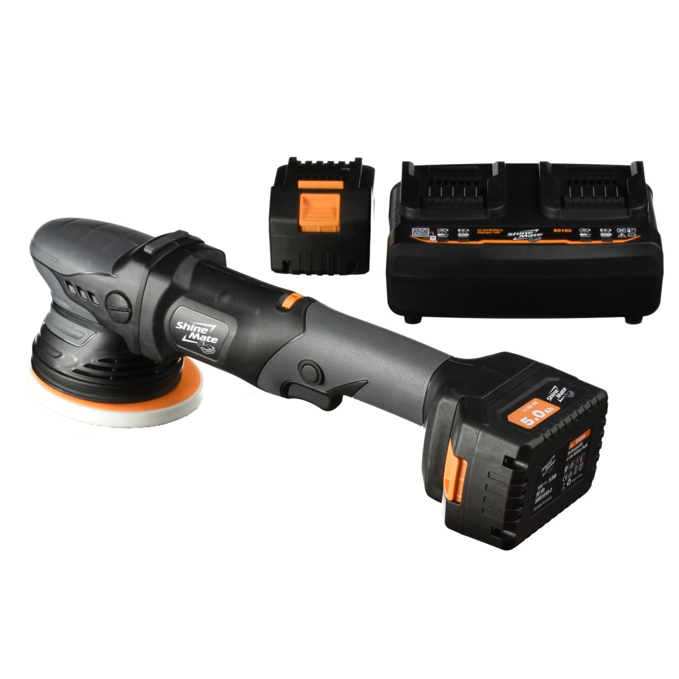 ShineMate Poliermaschine Akku-Exzenter 125mm EB351 5/15 Hub 15mm Charger Set