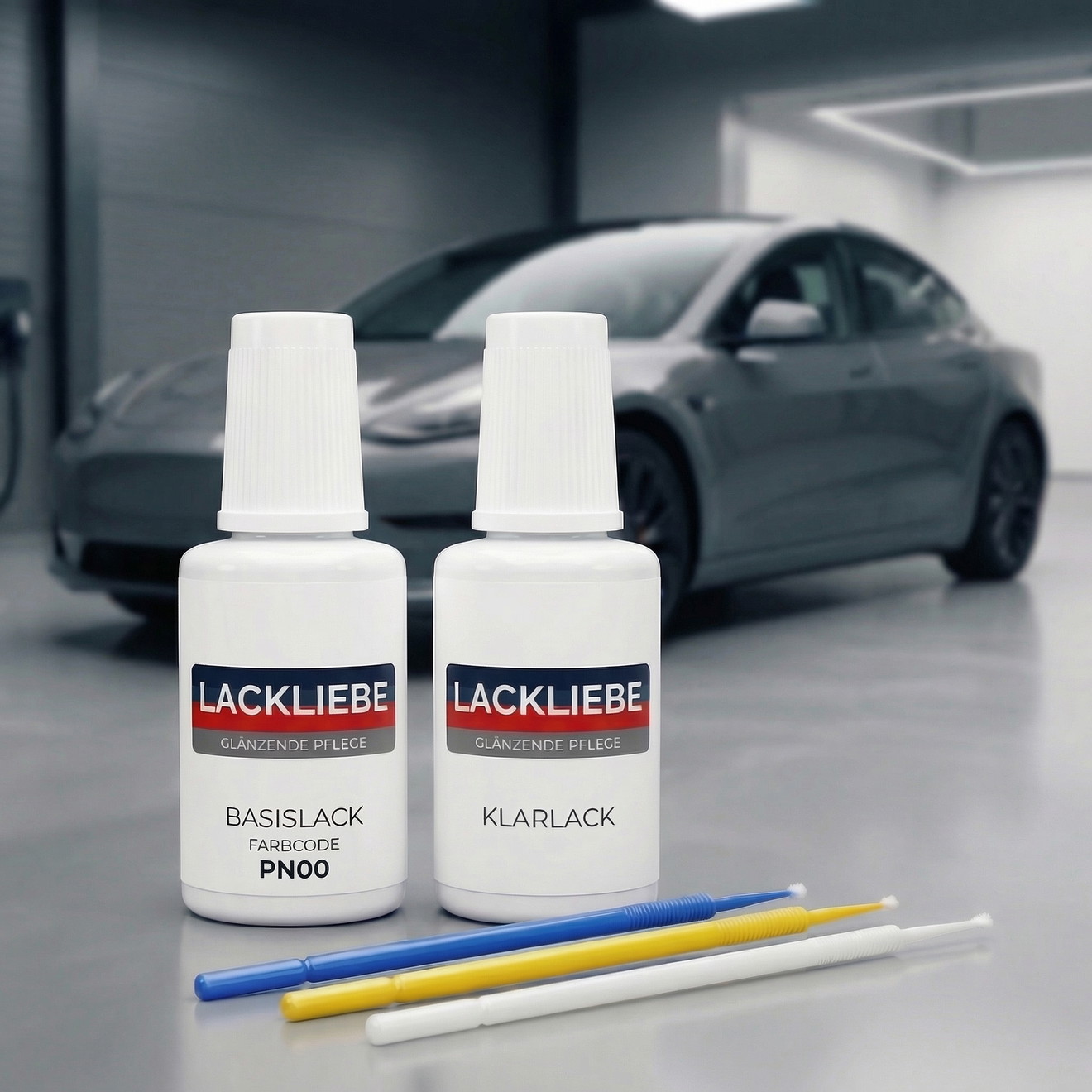 Zestaw markerów do lakieru dla Tesla Model X - PN02 Lunar Silver - 2 butelki z aplikatorem