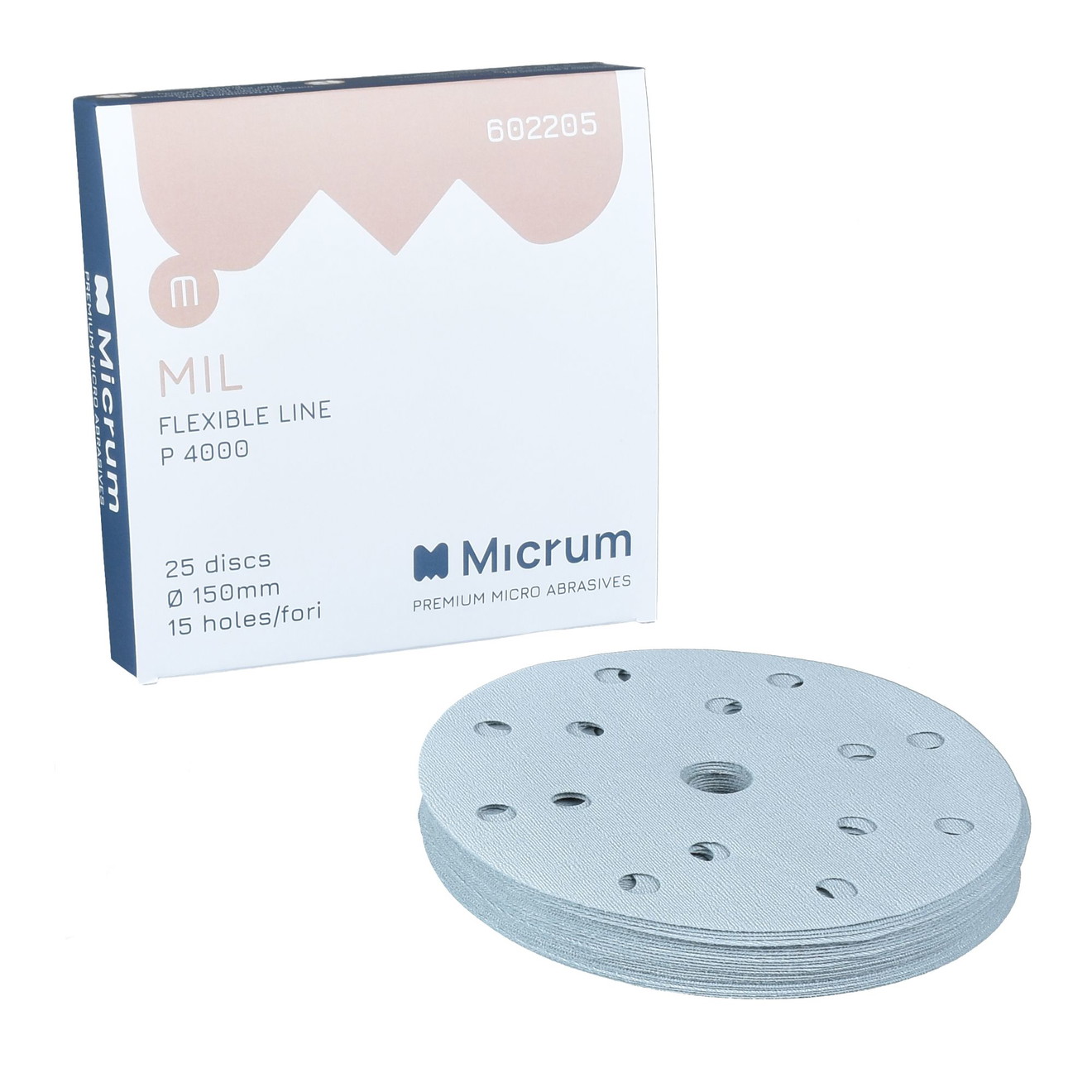 MICRUM Mil Trockenschleifscheibe 150mm 15 Löcher P4000 25 Stück Kovax