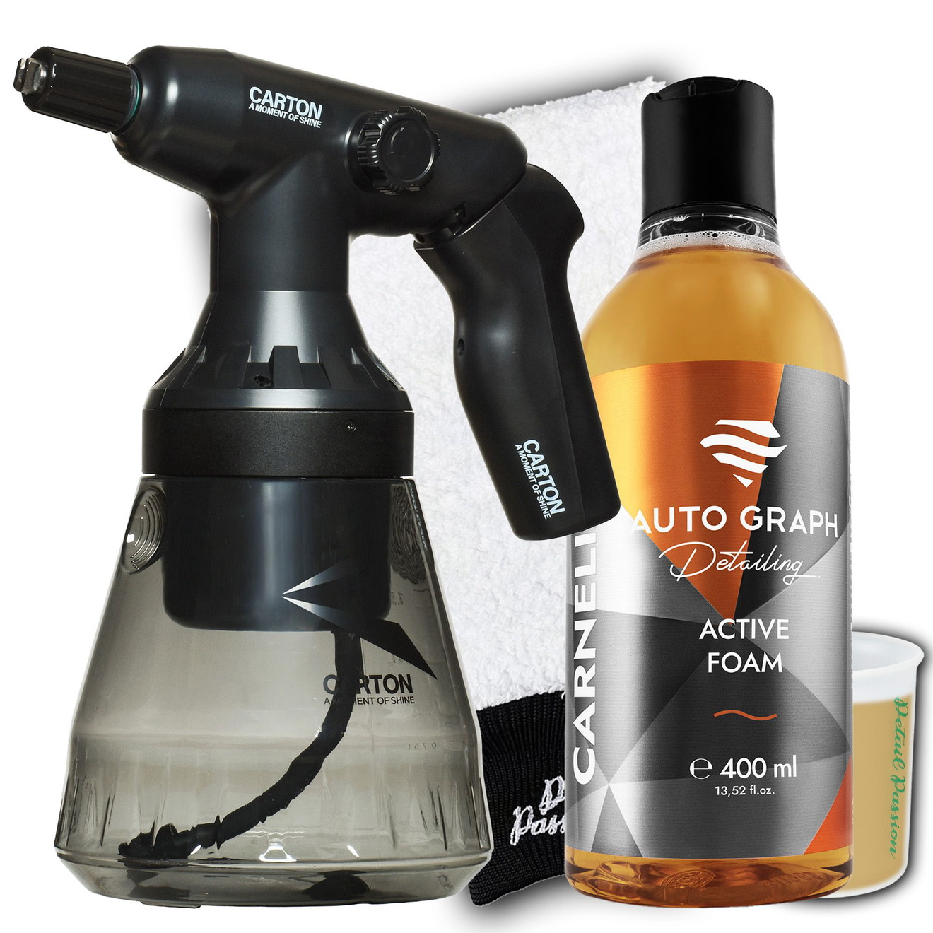 Carton Akku e Foamer Auto Graph Bundle Schaumsprüher + Waschzubehör Akku Schaumsprüher