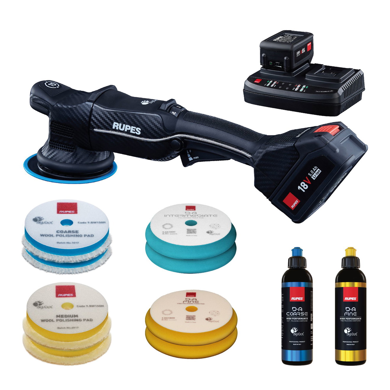Rupes Poliermaschine 125mm HLR15 Akku-Poliermaschine 18V Hub 15mm BASE Kit Rupes Cordless Polisher 125mm HLR15 18V Hub 15mm BASE Kit