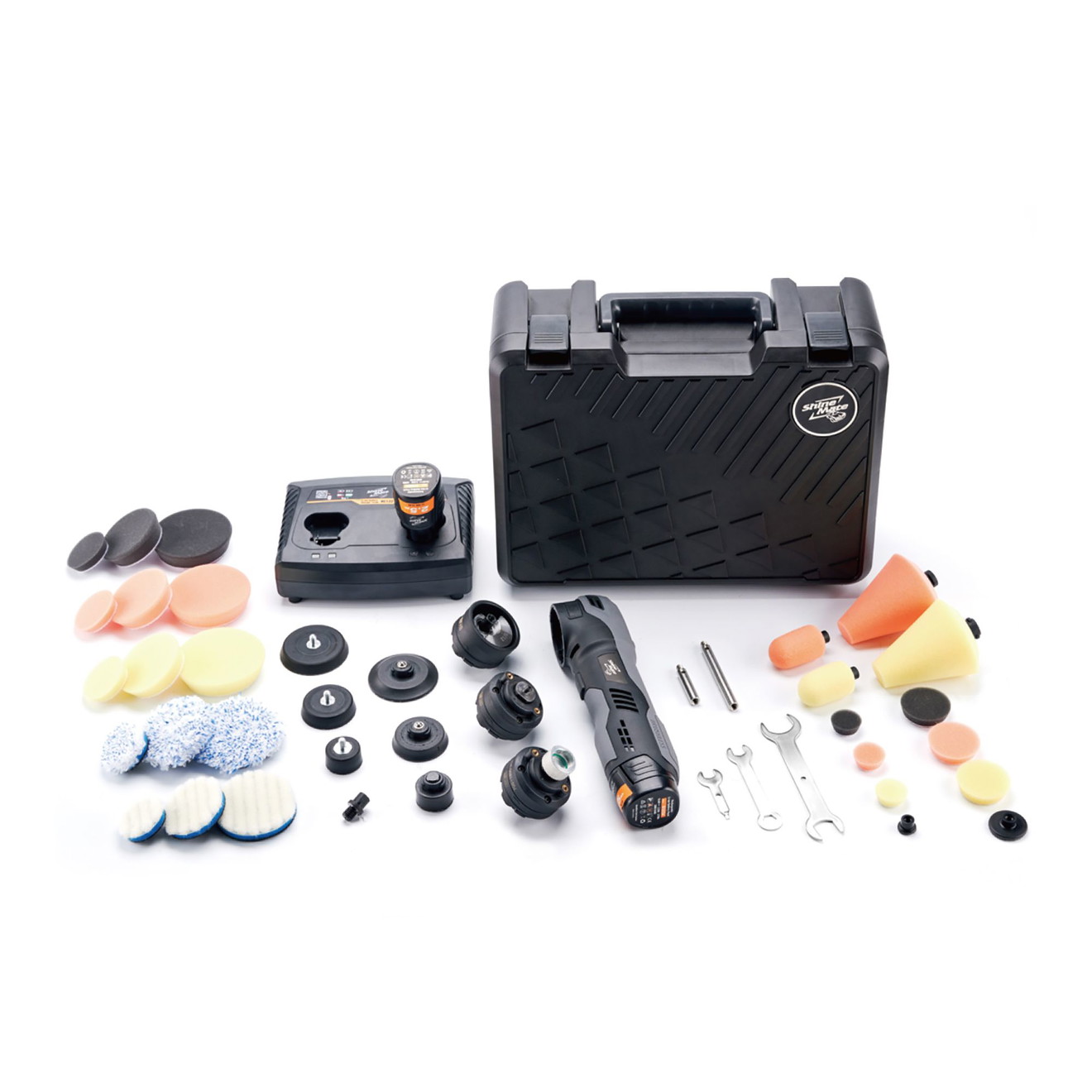 ShineMate Poliermaschine EB210 Kit Akku Wechselsystem Komplettset