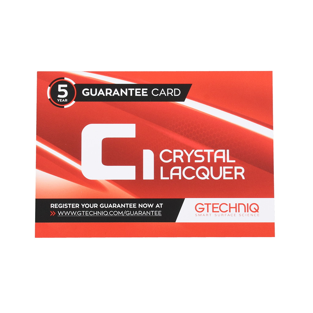 Gtechniq Guarantee Garantie Registrierungskarte C1 - 1 Karte pro Flasche! Gtechniq Guarantee Registration Card C1 - 1 Card per Bottle!