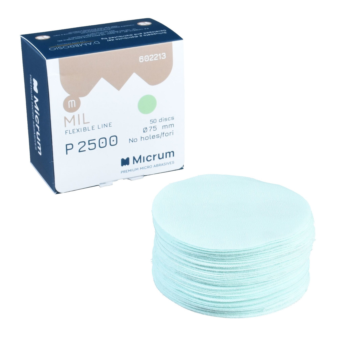MICRUM Mil Trockenschleifscheibe 75mm ohne Löcher P2500 50 Stück Disque de ponçage sec MICRUM Mil 75mm P2500 sans trous - 50 pièces