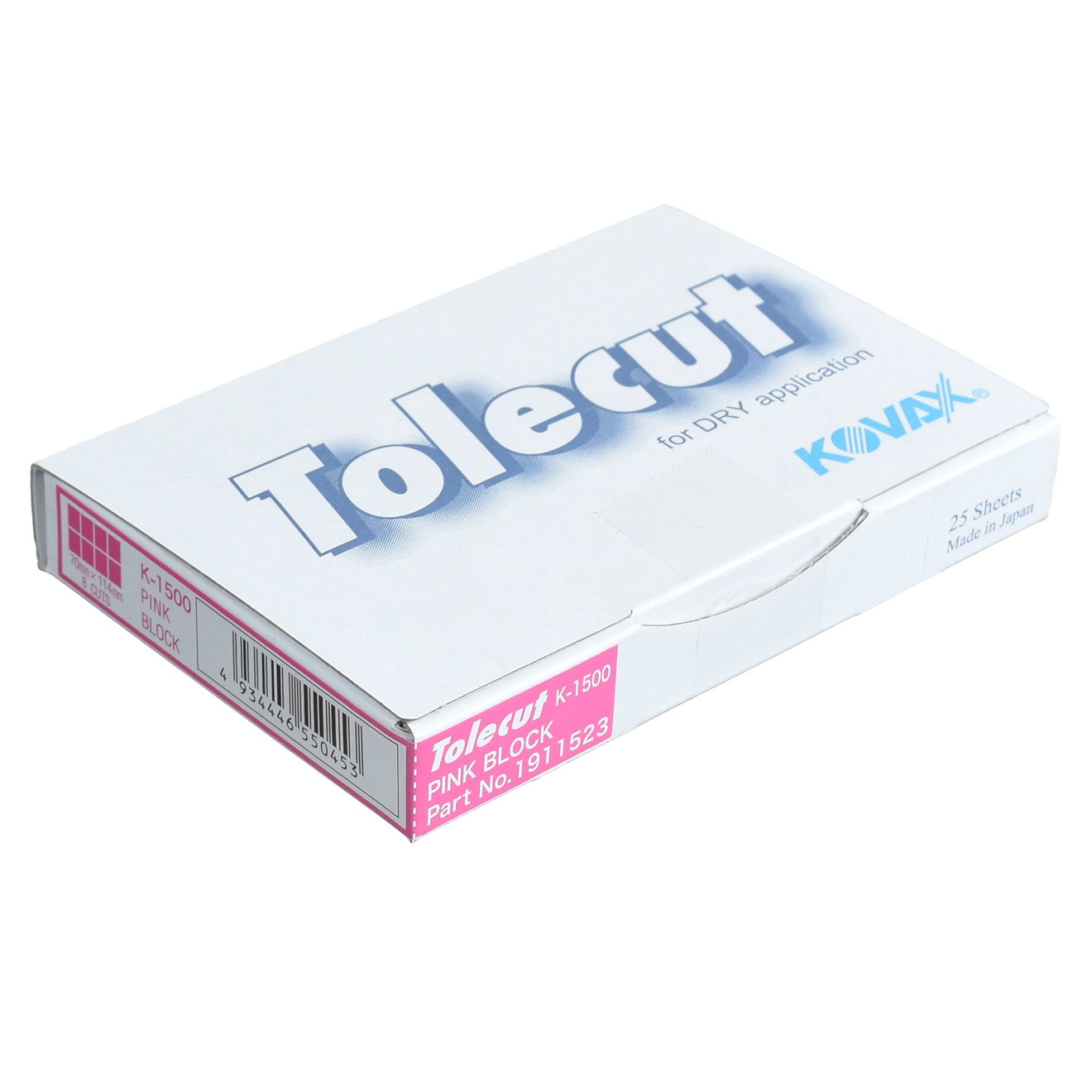 KOVAX Tolecut Schleifpapier Aufklebe-Streifen 29 x 35mm rosa K1500 200 Stück