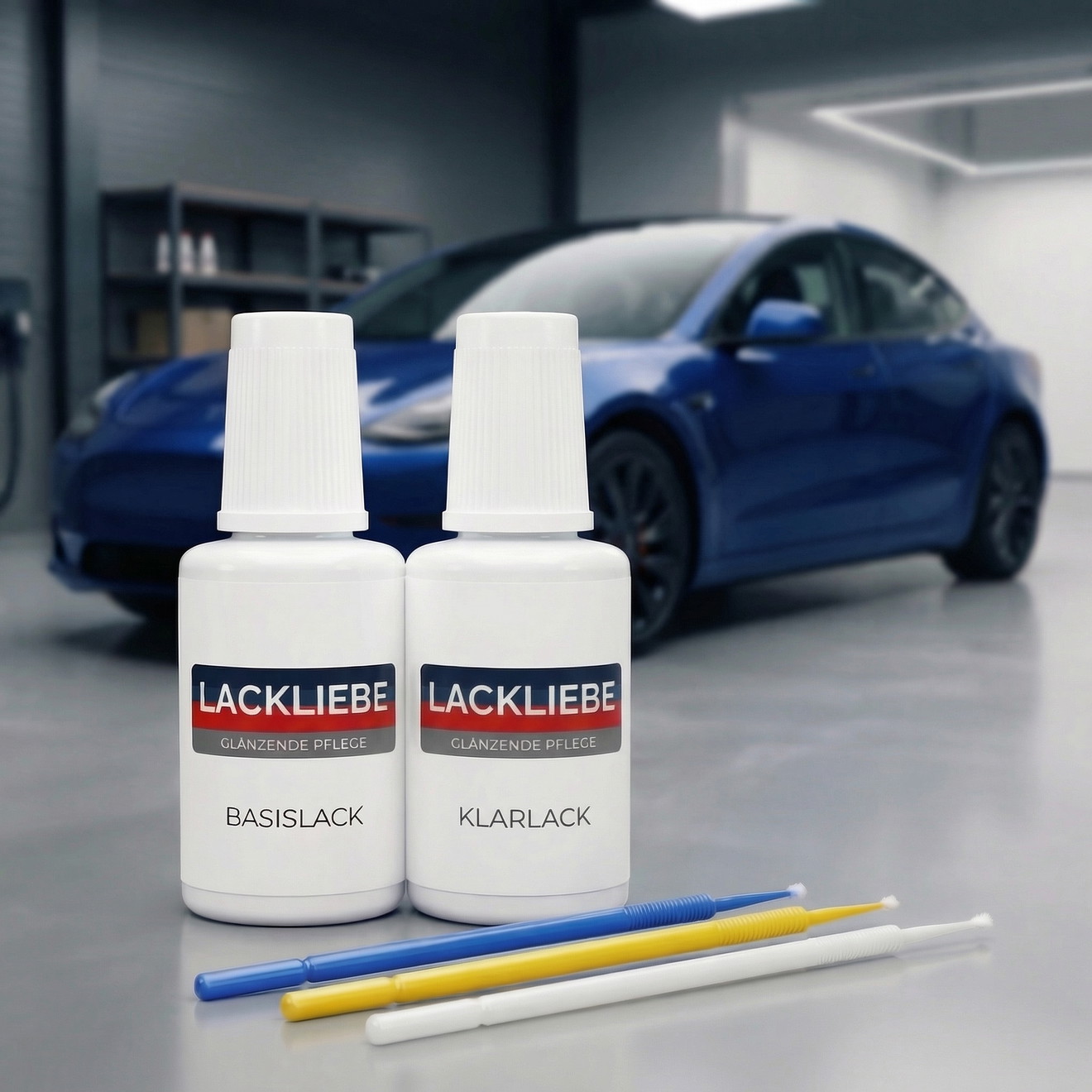 Lackstift Set für Tesla Model 3 - PPSB Deep Blue Metallic - 2 Tupfflaschen