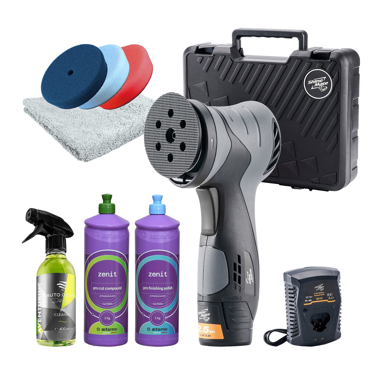 ShineMate Poliermaschine EB212 Kit Akku Exzenter 75mm Detailing Godfather Edition Alternative Mirka