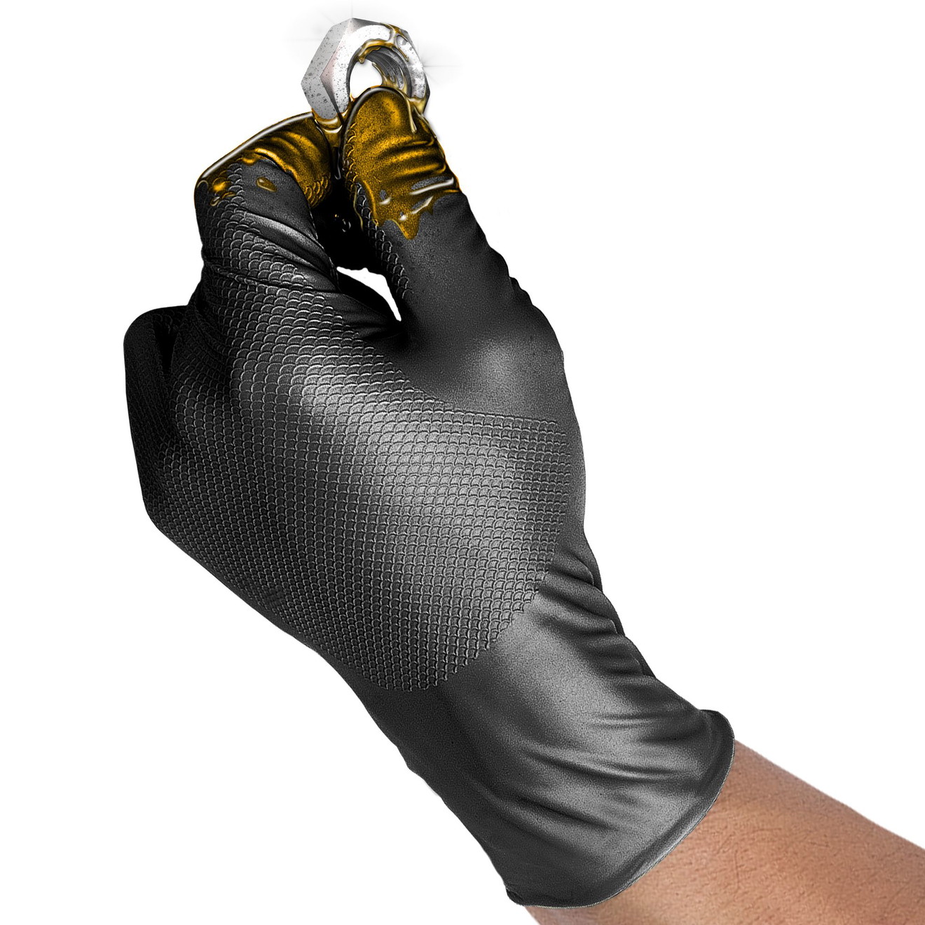 Gants de protection Grippaz Nitrile sans poudre, sans latex, noir, 50 pièces, taille L
