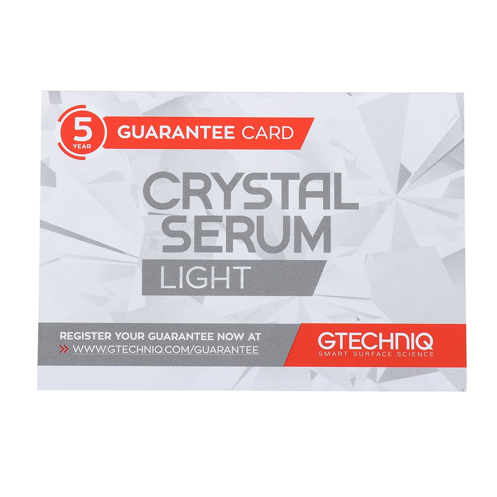 Gtechniq Guarantee Garantie Registrierungskarte CSL - 1 Karte pro Flasche!