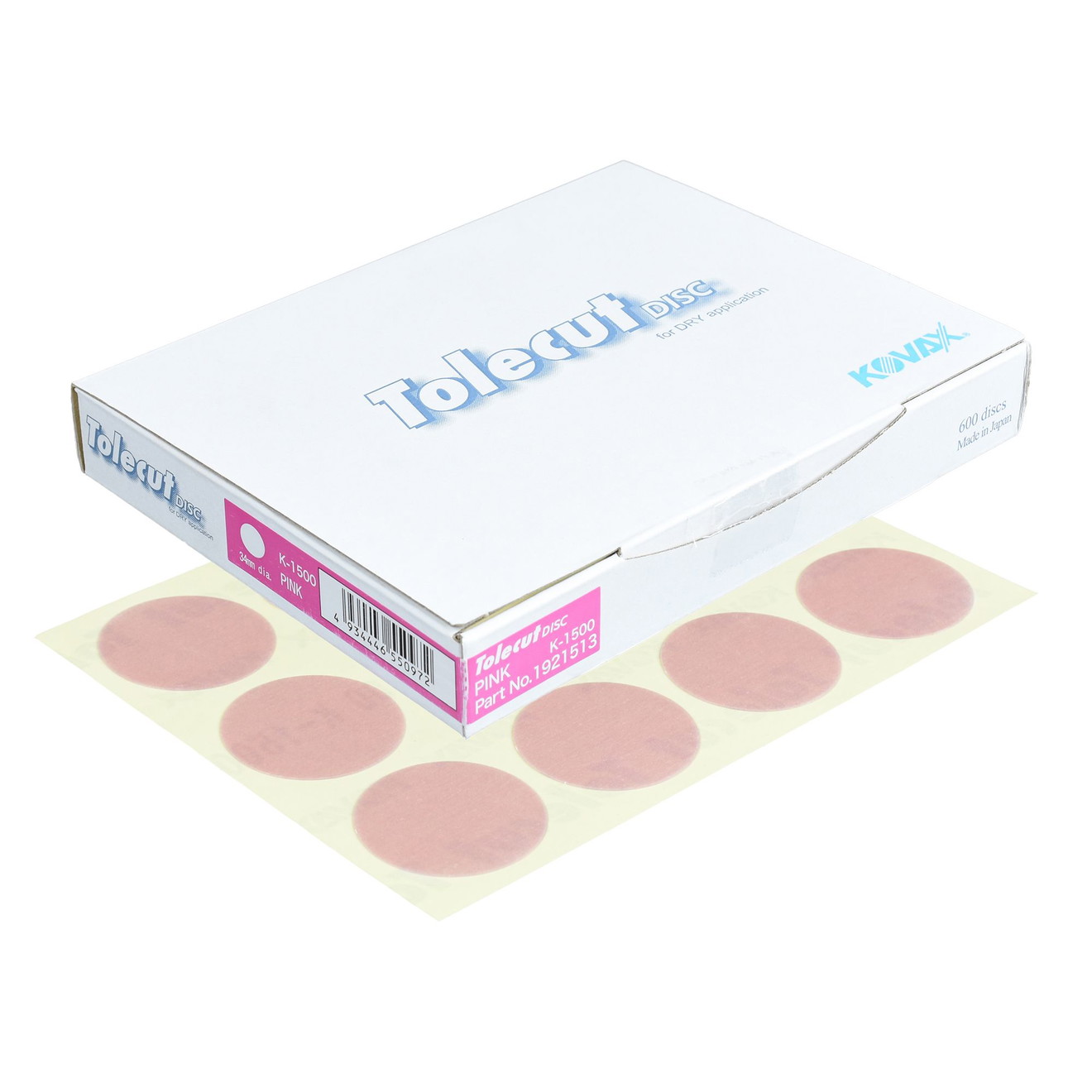KOVAX Tolecut Schleifblüten Trockenschleifen rosa K1500 Ø 34mm 600 Stück KOVAX Tolecut Żniwiarki suche różowe K1500 Ø 34mm 600 szt.