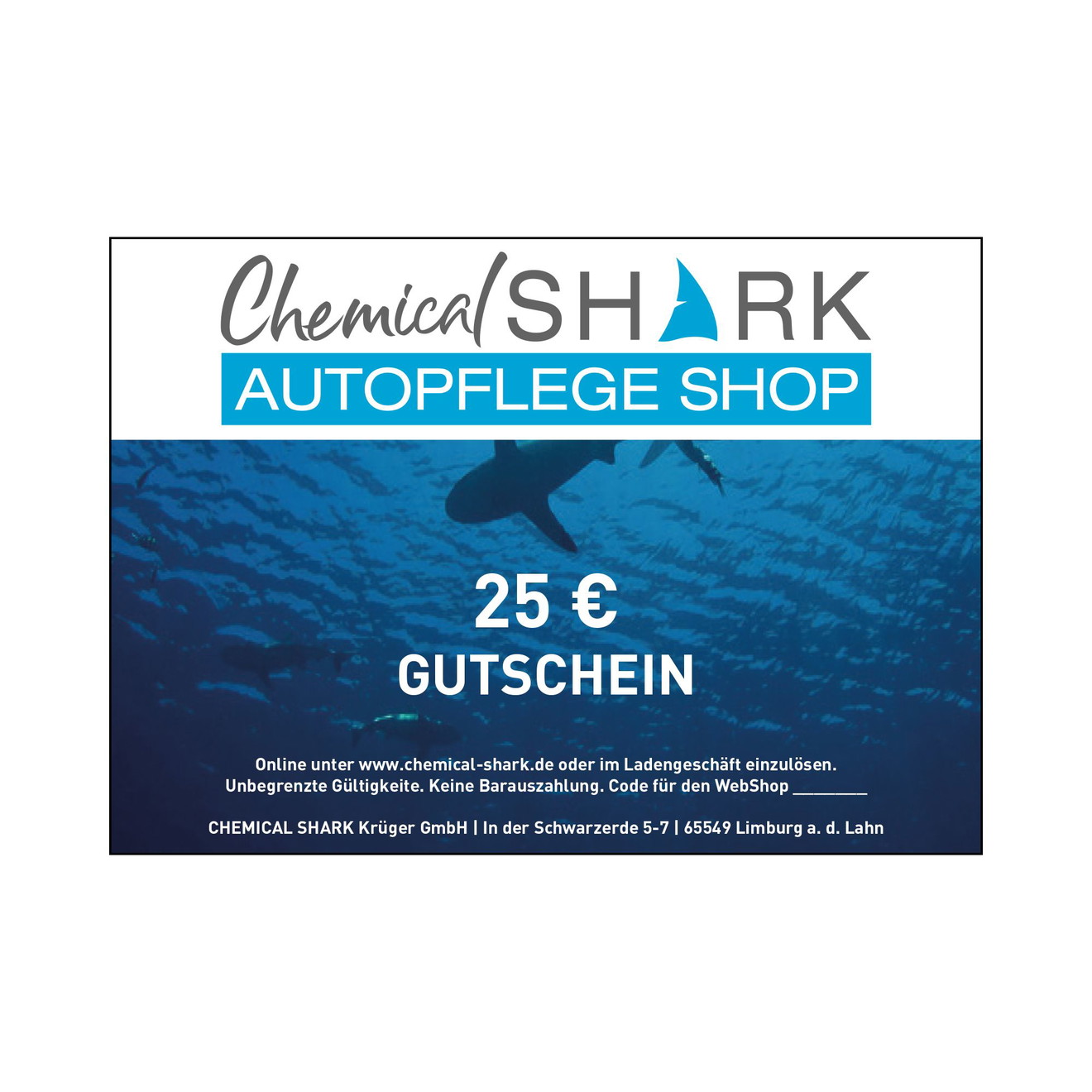 Geschenk-Gutschein Chemical-Shark.de 25 EURO Chemical Shark Geschenk-Gutschein Chemical-Shark.de 25 EURO