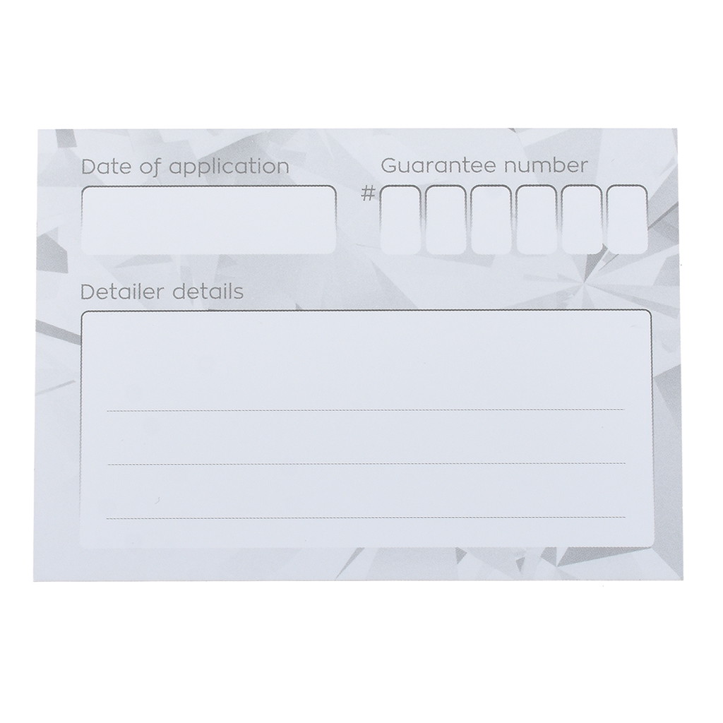 Gtechniq Guarantee Garantie Registrierungskarte CSL - 1 Karte pro Flasche!