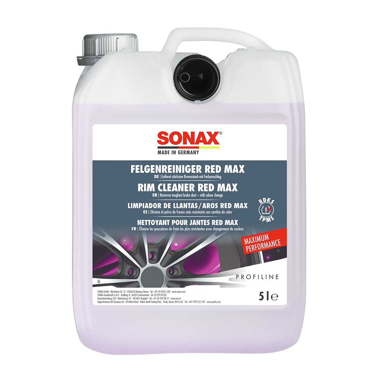 SONAX PROFILINE Red Max Felgenreiniger 5000ml SONAX PROFILINE Red Max Wheel Cleaner 5000ml
