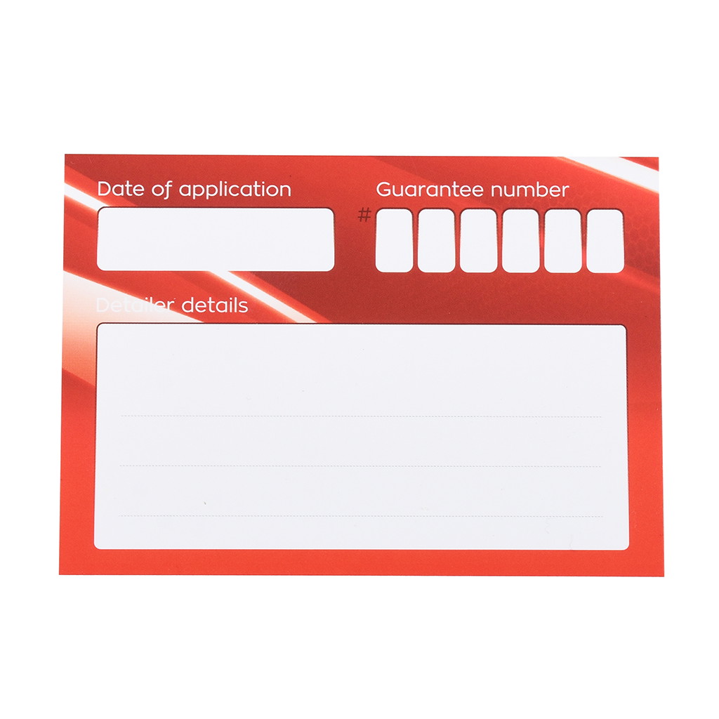 Gtechniq Guarantee Garantie Registrierungskarte C1 - 1 Karte pro Flasche!