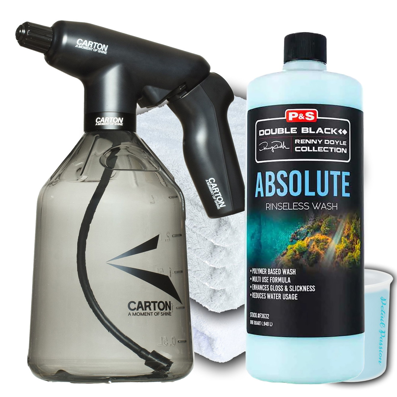 Carton Akku e Sprayer Absolute Rinseless Bundle + Waschzubehör Akku Schaumsprüher