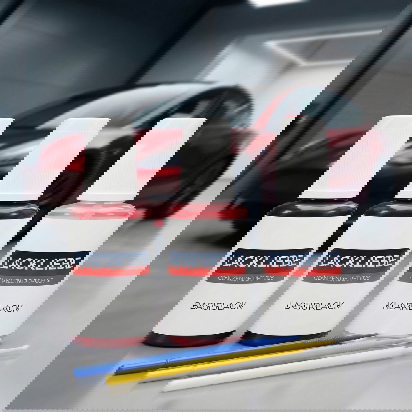 Lackstift Set für Tesla Model 3 - PR01 Ultra Red - 3 Tupfflaschen