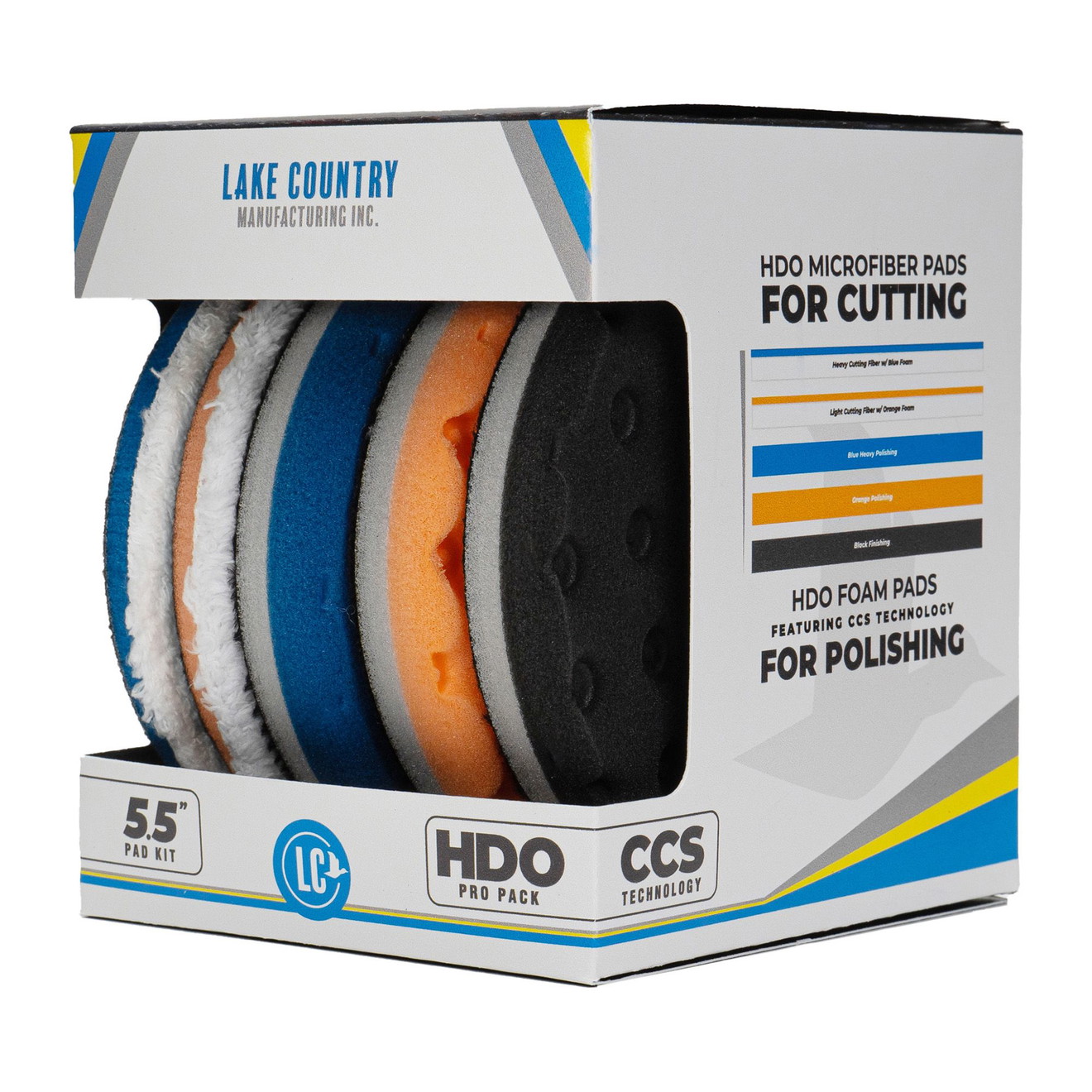 Lake Country 125mm HDO CCS ProPack 5 Polishing Pads Microfiber & Foam
