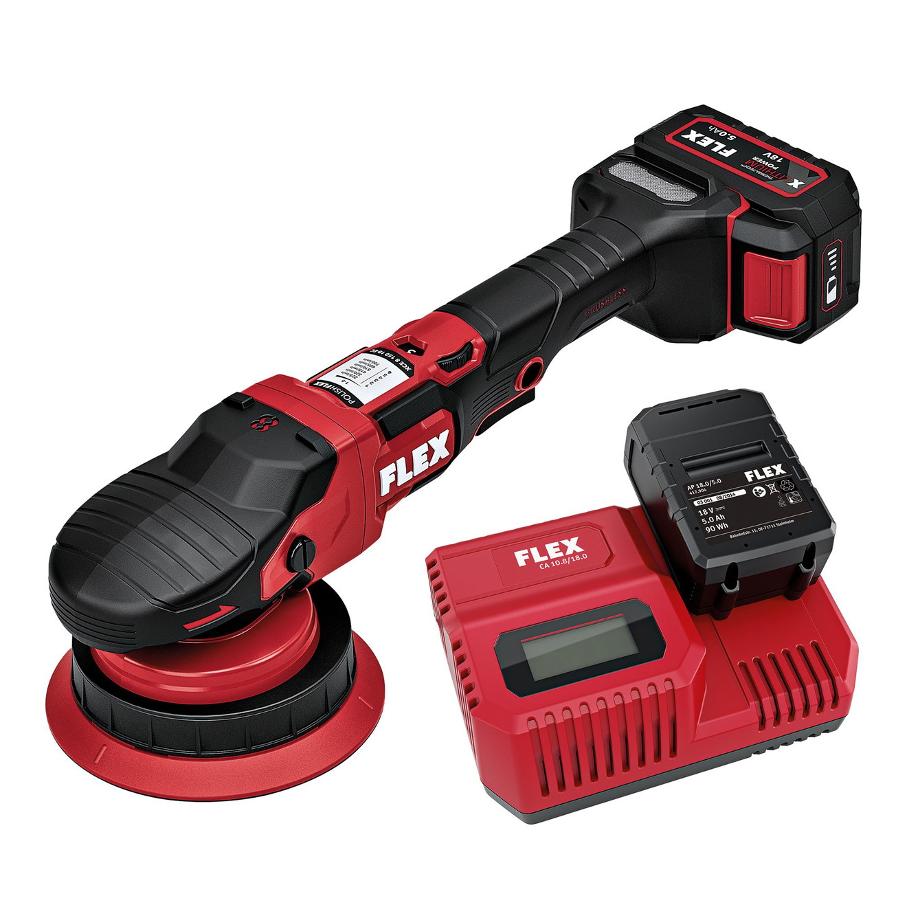 Flex Poliermaschine Akku Zwangsexzenter XCE 18V Set Flex Battery Polisher XCE Random Orbital Polisher with Forced Drive 18V Set