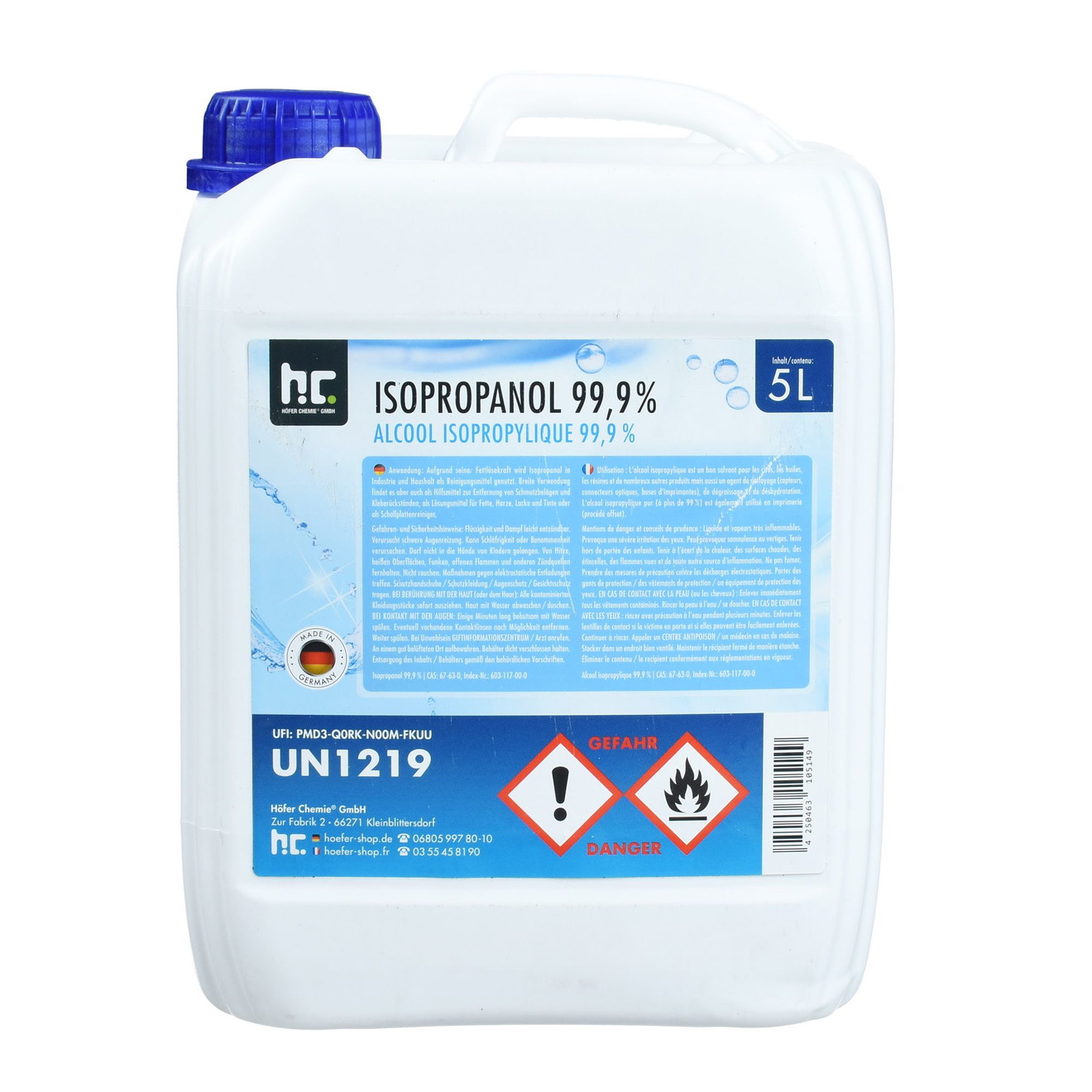 HC Isopropanol IPA 99,9% hochrein 5000ml High-Purity Isopropanol IPA 99.9% 5000ml