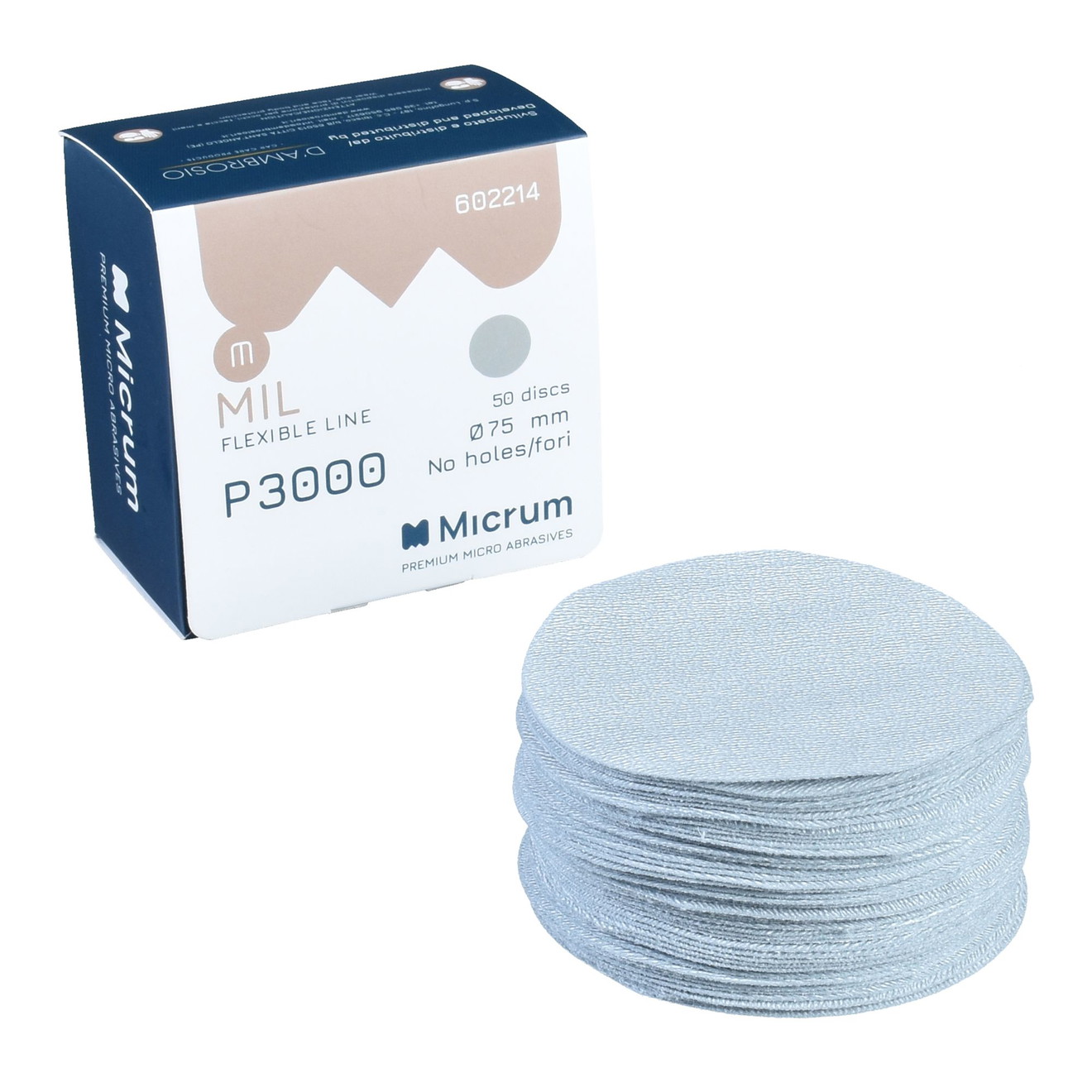 MICRUM Mil Dry Sanding Disc 75mm P3000 without Holes - 50 Pieces