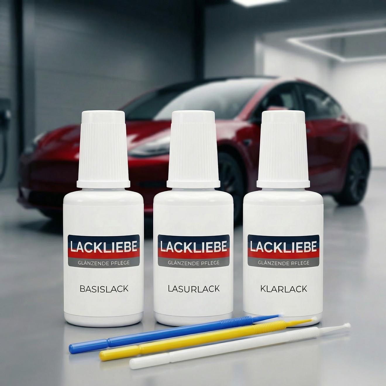 Комплект за ремонт на боя Tesla Model Y - PPMR Red Multi-Coat - 3 бутилки за точково нанасяне