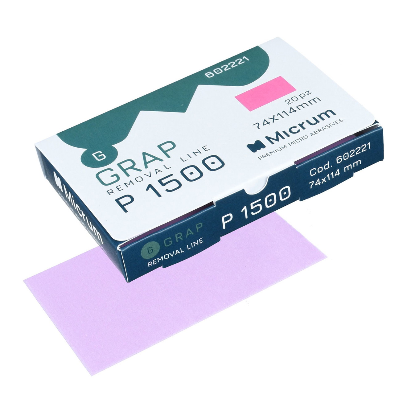 MICRUM Grap Trocken Schleifpapier Autolack 170x130mm P1500 20 Blatt Kovax