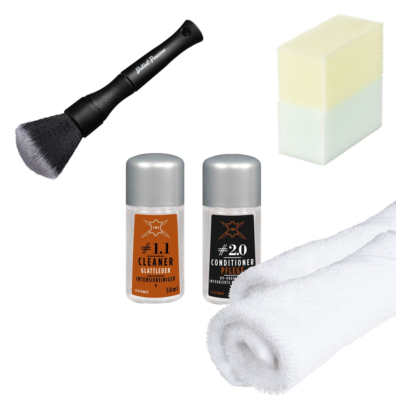 DP Leather Care Set - Cleaner & Conditioner 50ml + 2 Cotton Cloths + Brush