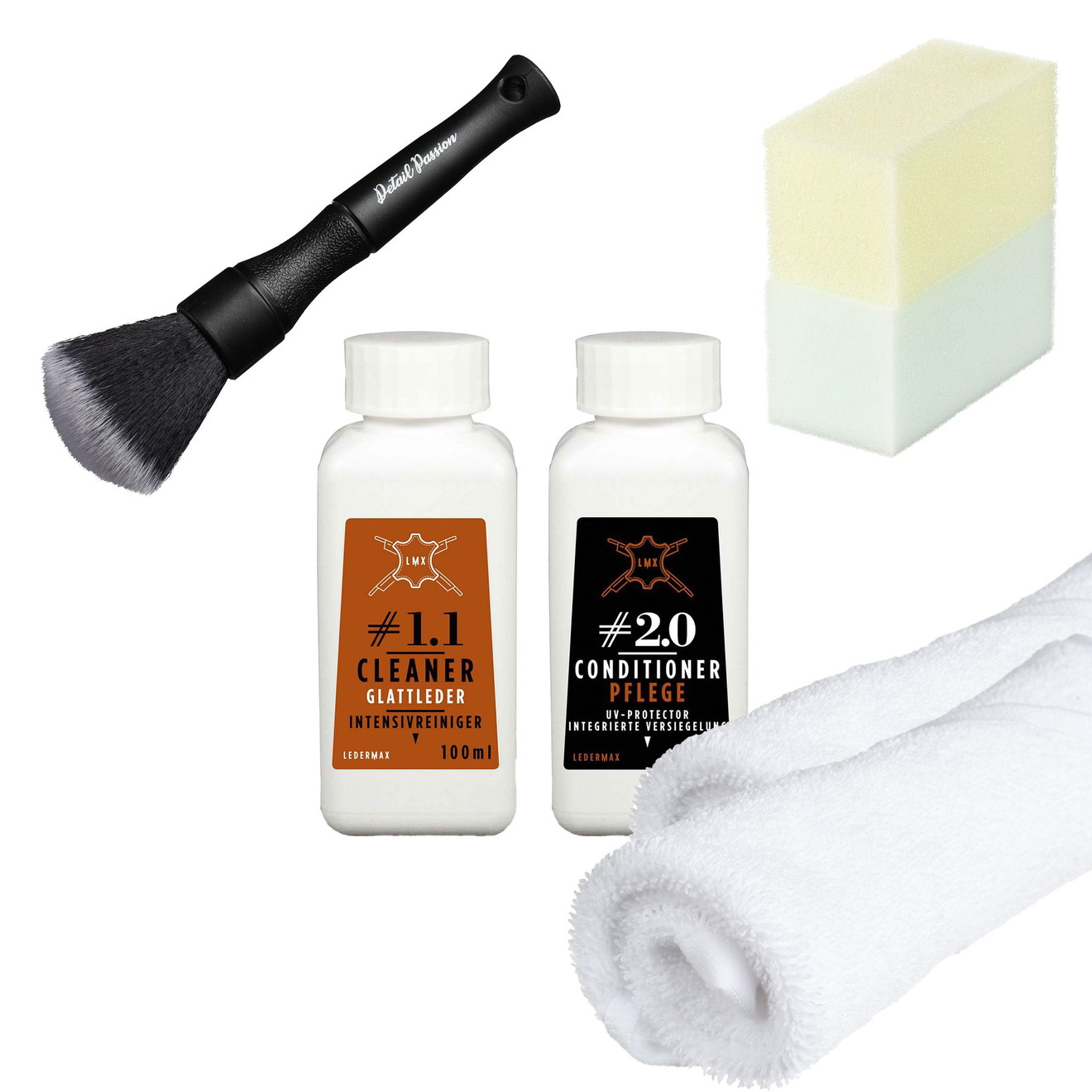 DP Leather Care Set Cleaning & Care 100ml + 2 Cotton Cloths + Brush